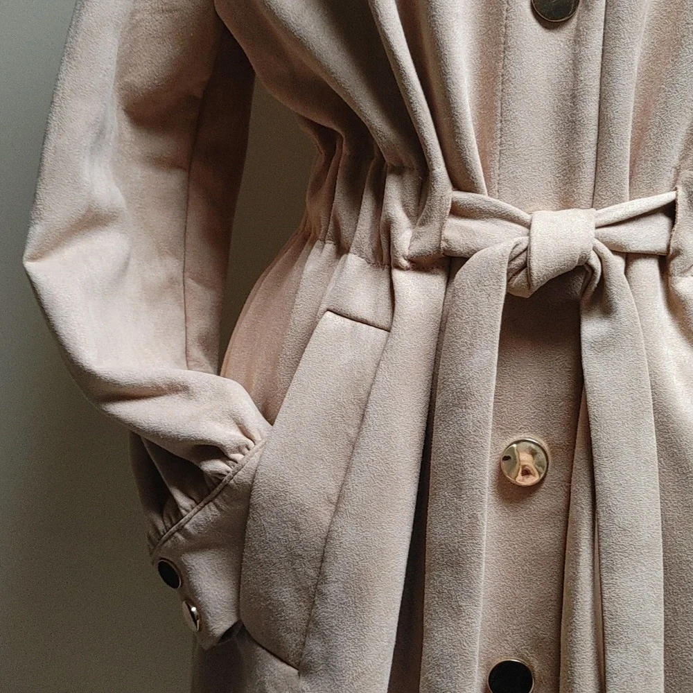 Alice Blue Faux Suede Beige Coat size Large - Picture 2 of 9